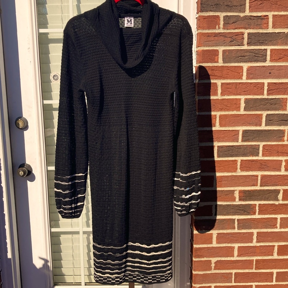 Missoni Black White Cowl Neck Knit Dress